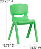 Flash Furniture 6 Pk. Green Plastic Stackable School Chair with 13.25'' Seat Height