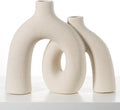 CEMABT Modern Nordic Boho Vase Set - Elegant Beige Matte Ceramic Vase for Living Room, Bookshelf, Mantel, Entryway Table & Console Decor | Home Decor Shelf Decorations Easter Gift