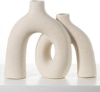 CEMABT Modern Nordic Boho Vase Set - Elegant Beige Matte Ceramic Vase for Living Room, Bookshelf, Mantel, Entryway Table & Console Decor | Home Decor Shelf Decorations Easter Gift