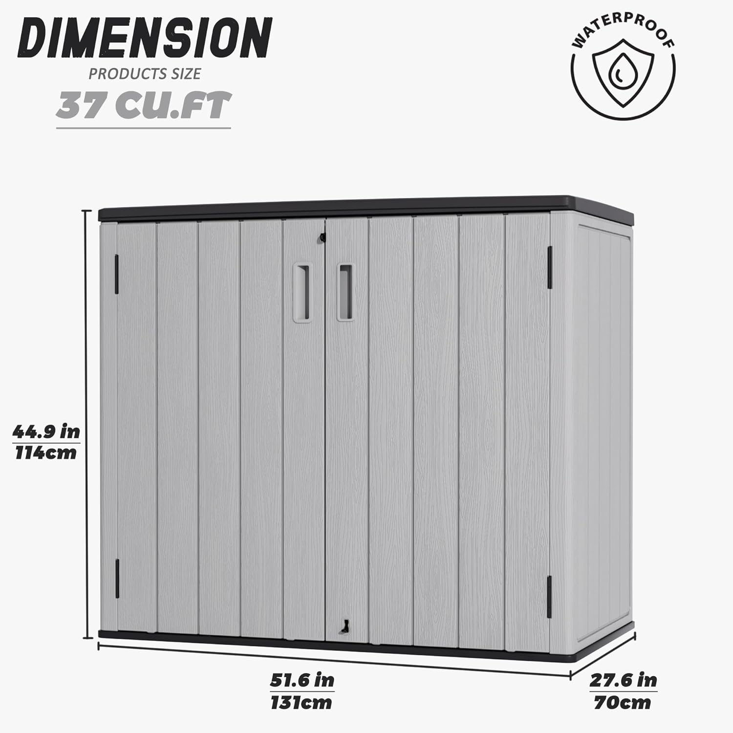Mrosaa Large Outdoor Storage Box,Resin Sheds&Outdoor Storage Waterproof/Lockable,Outdoor Storage Cabinets for Balcony,Garage,Backyard (37Cu.ft-Pale Grey)