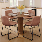 Dining Chairs Set of 2, 18 Inch Faux Leather Kitchen Chairs with Back, Modern Armless Dining Room Chair with Metal Legs for Home Bistro Coffee Shops (Dark Brown)