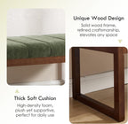 53.2" Upholstered End of Bed Bench, Modern Chenille Fabric Bedroom Bench with Cushion, Padded Dining Bench Entryway Bench with Solid Wood Frame for Bedroom, Living Room, Green