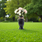 Grave Vases for Cemetery with Metal Spikes and Drainage Holes,Cemetery Vases for Headstones Memorial Gifts Loss of Loved One (Black)