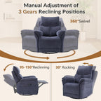 ANJ Swivel Rocker Recliner Chair Nursery Manual Glider Rocking Recliner Chairs for Adults, Fabric Rocking Chair Nursery, 360° Swivel Lazy Boy Recliner Chairs for Living Room, Slate Blue