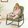 HOMEFUN Nursery Rocking Chair,Patio Rocking Chair,Upholstered Glider Rocker with Padded Seat and High Backrest Safe and Comfy Armchair for Living Room Office,Front Porch, Garden, Patio, Backyard Green