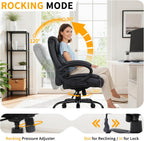 BestOffice Big and Tall Heavy Duty Office Chair 400lbs Wide Seat Ergonomic Computer Desk Chair with Arms and Lumbar Support High Back PU Leather Executive Task Computer Chair for Back Pain, Black