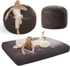 Bean Bag Chair Bed for Adults, Giant Bean Bag Chair Convertible Beanbag Bed, Large Floor Sofa Couch for Living Room, Bedroom, High-Density Foam Filling, Machine Washable (Full, Charcoal)