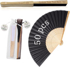 HJX Personalized Wedding Fans for Guests Custom Engraved Bulk Silk Folding Fans Favors for Party