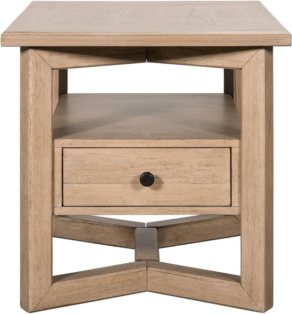 Liberty Furniture Proximity Place Living Room Rectangular End Table Transitional with Storage Drawer - Barley Buff Birch Wood