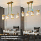 Modern Dining Room Light Fixture Over Table, Crystal Pendant Lights Kitchen Island, Chandeliers for Dining Room Kitchen Light Fixtures (E26) 5-Light Gold