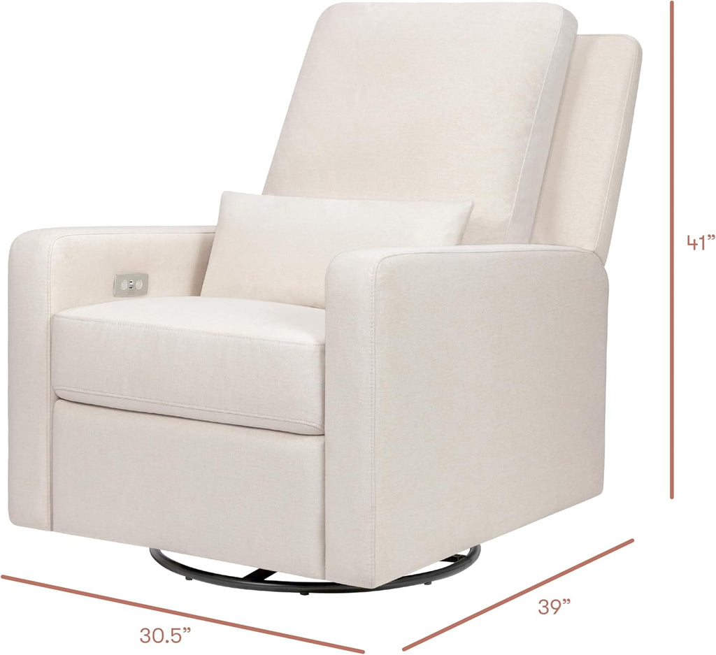 Babyletto Sigi Electronic Power Recliner and Glider with USB Port in Performance Cream Eco-Weave, Water Repellent & Stain Resistant, Greenguard Gold and CertiPUR-US Certified