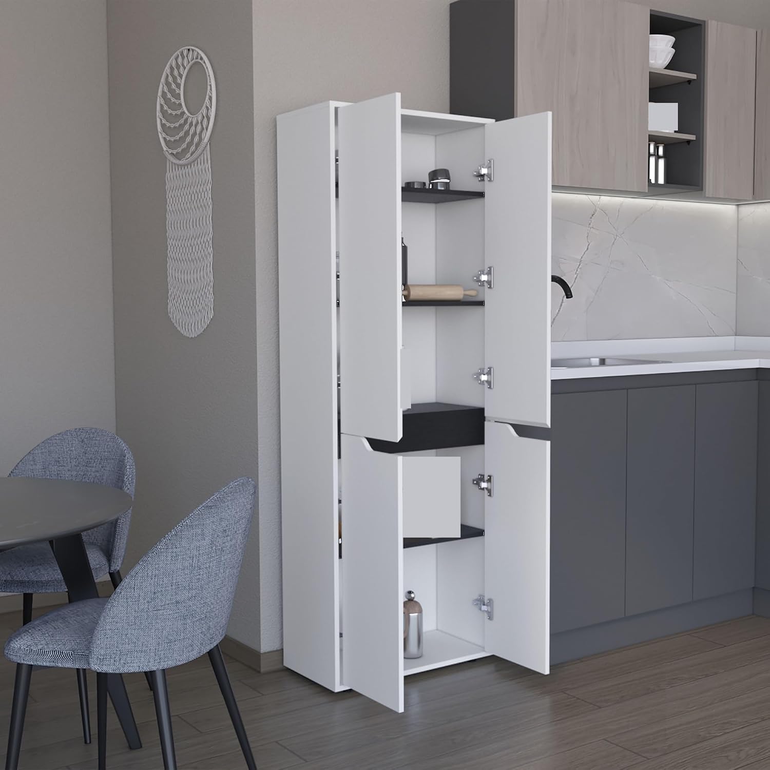 Storage Cabinet Kitchen Pantry Sideboard with Four Doors and and Five Interior Shelves,for Kitchen Home