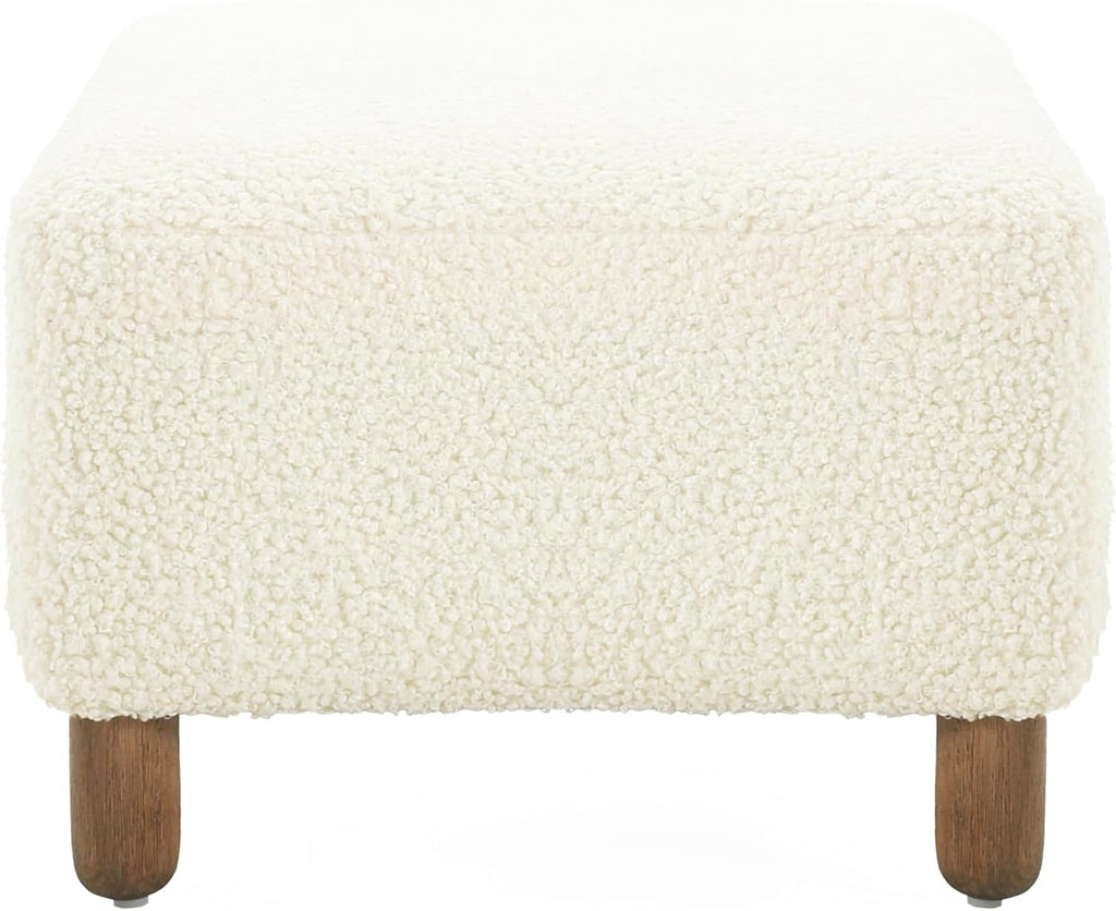 60" Dining Bench, Upholstered Ottoman Bench,End of Bed Bench with Wood Base, Long Shoe Bench for Living Room Entryway, 60.25" W x 20.50" D x 15.50" H, White