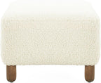 60" Dining Bench, Upholstered Ottoman Bench,End of Bed Bench with Wood Base, Long Shoe Bench for Living Room Entryway, 60.25" W x 20.50" D x 15.50" H, White