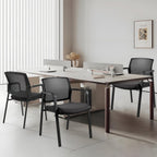 CLATINA No Wheels Conference Room Chairs Set of 8, Stackable Office Guest Reception Chair with Armrests, Mesh Back Waiting Room Chairs for Office, School, Lobby, Church, Black