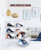 KDOR Shoe Box Clear Plastic Stackable for Sneakers,Closet,Hat. 10 Pack Sneaker Storage Boxes with Magnetic Door, Acrylic Display Case, Strong and Sturdy Fit Shoe Size Up to US 15