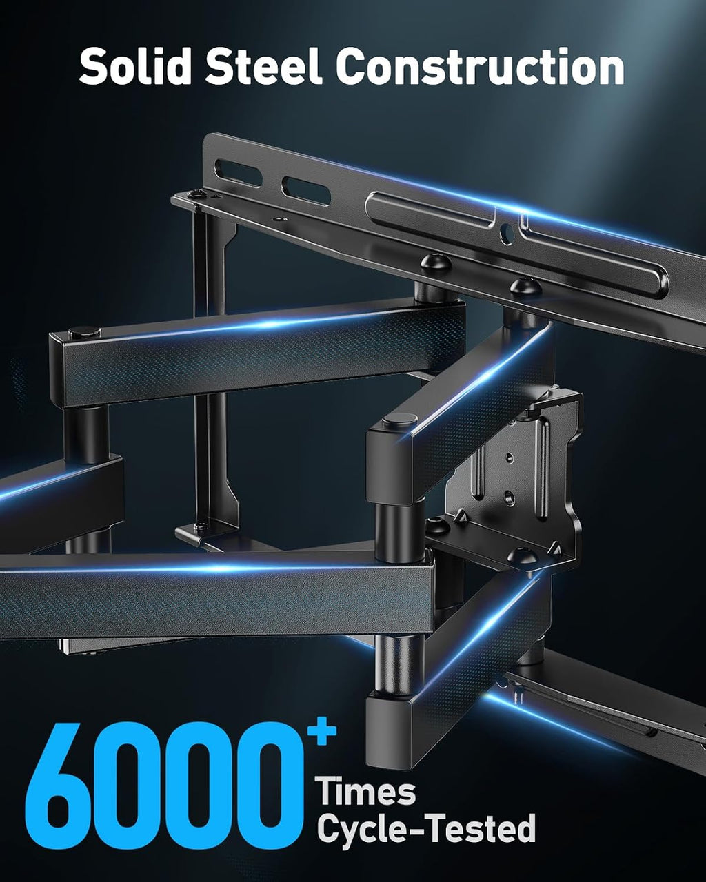 PERLESMITH Full Motion TV Wall Mount with LED Lights for 28-65 Inch TVs, Pre-Assembled TV Mount Up to 88 lbs, Max VESA 400x400mm, Swivel, Extension, Tilt, Music Sync Backlights, Fits 12/16" Wood Studs