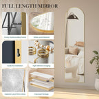 NEWBULIG Arched Mirror Full Length, 16"x59" Body Wall Mirrors with Shatter-Proof Glass, Upgraded Floor Standing Mirror, Hanging or Leaning, with Stand Aluminum Alloy Frame for Home Decor, Gold