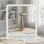 Metal Accent Table with Marble Top - Modern Round Side Table for Living Room and Bedroom - Tapered Base - Indoor Use Only - Marble and Metal Home Decor - Living Room Accent – 22", Silver