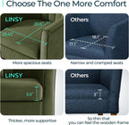 LINSY Accent Chair with Ottoman, Modern Armchair Comfy Barrel Reading Chair with Footrest for Living Room Bedroom Reading Room, Velvet, Olive Green
