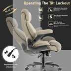 DYHOME 700LBS Heavy Duty Office Chair with 4D Armrest, Comfy Big and Tall Executive Office Desk Chair, Ergonomic Computer Chair with Pocket Spring Cushion & Lumbar Support, Dual Rubber Wheel (Beige)