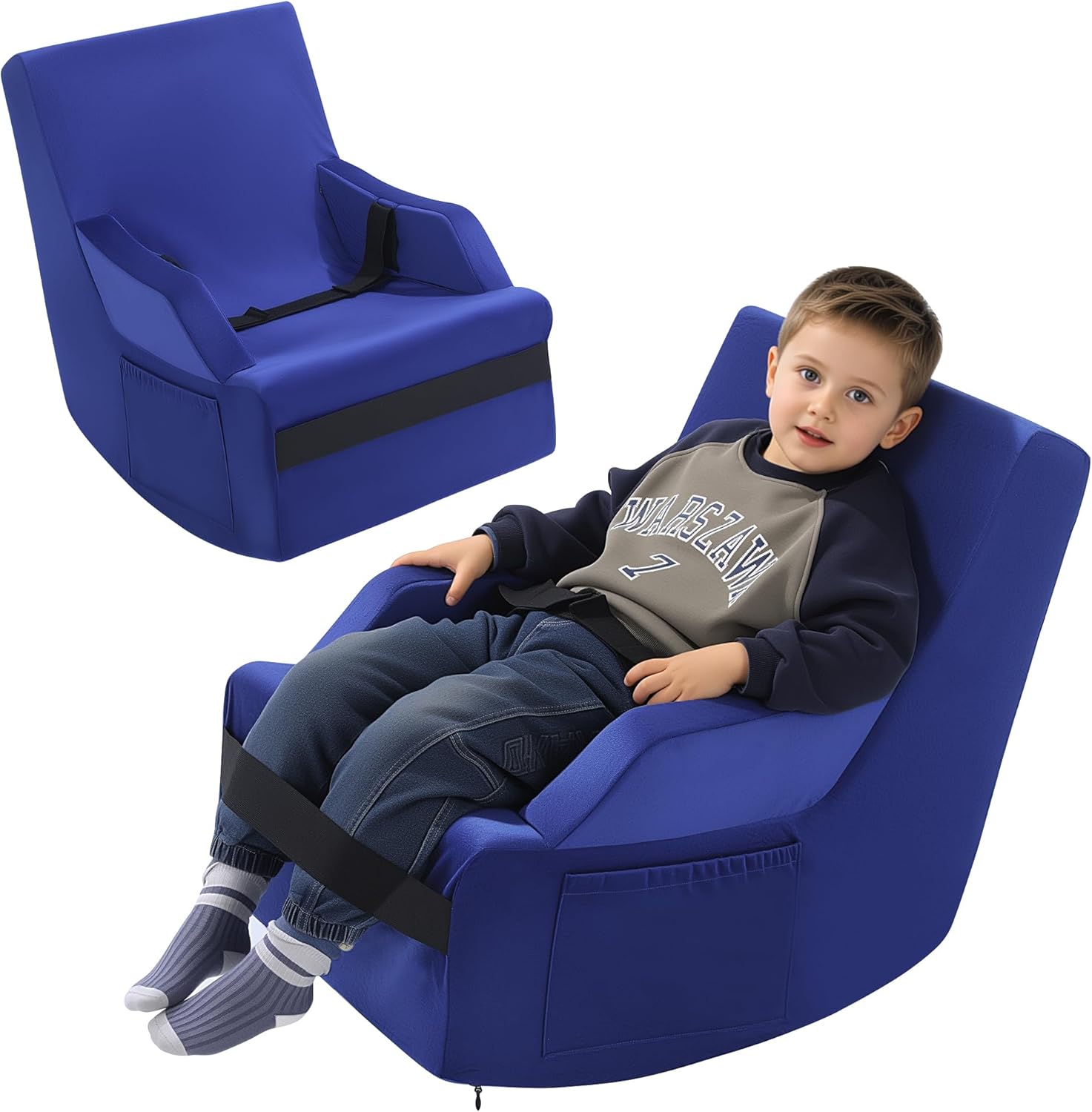 BALAPET Sensory Rocking Chair for Kids, High-Density Foam Calming Sensory Rocker for Kids, Balance Seat with Seatbelt Helps Children Relax, Focus & Play, Flexible Indoor & Outdoor Seating
