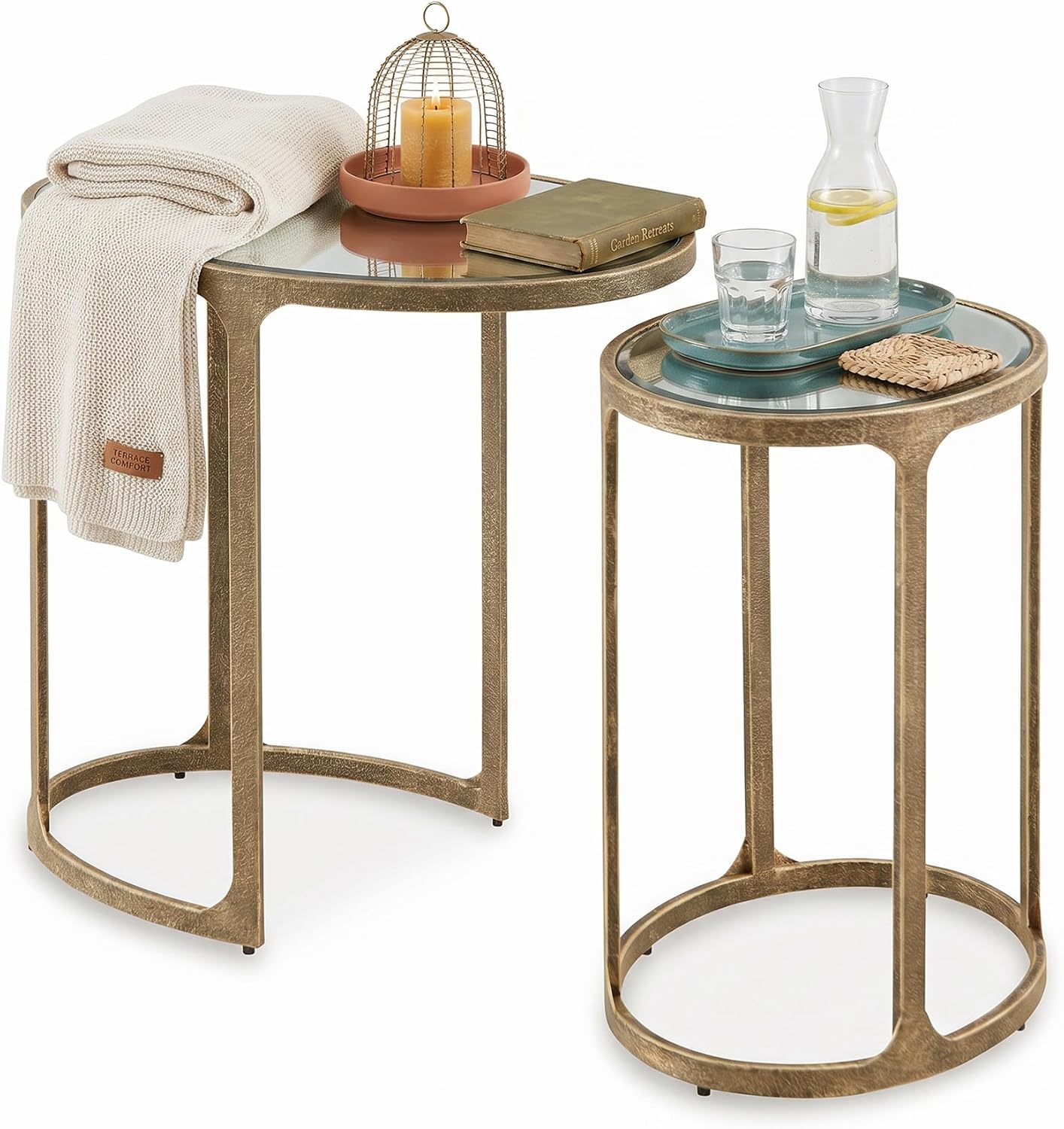 Signature Design by Ashley Irmaleigh Classic Nesting Accent Table Set with Mirrored Tabletops, Set of 2, Metallic
