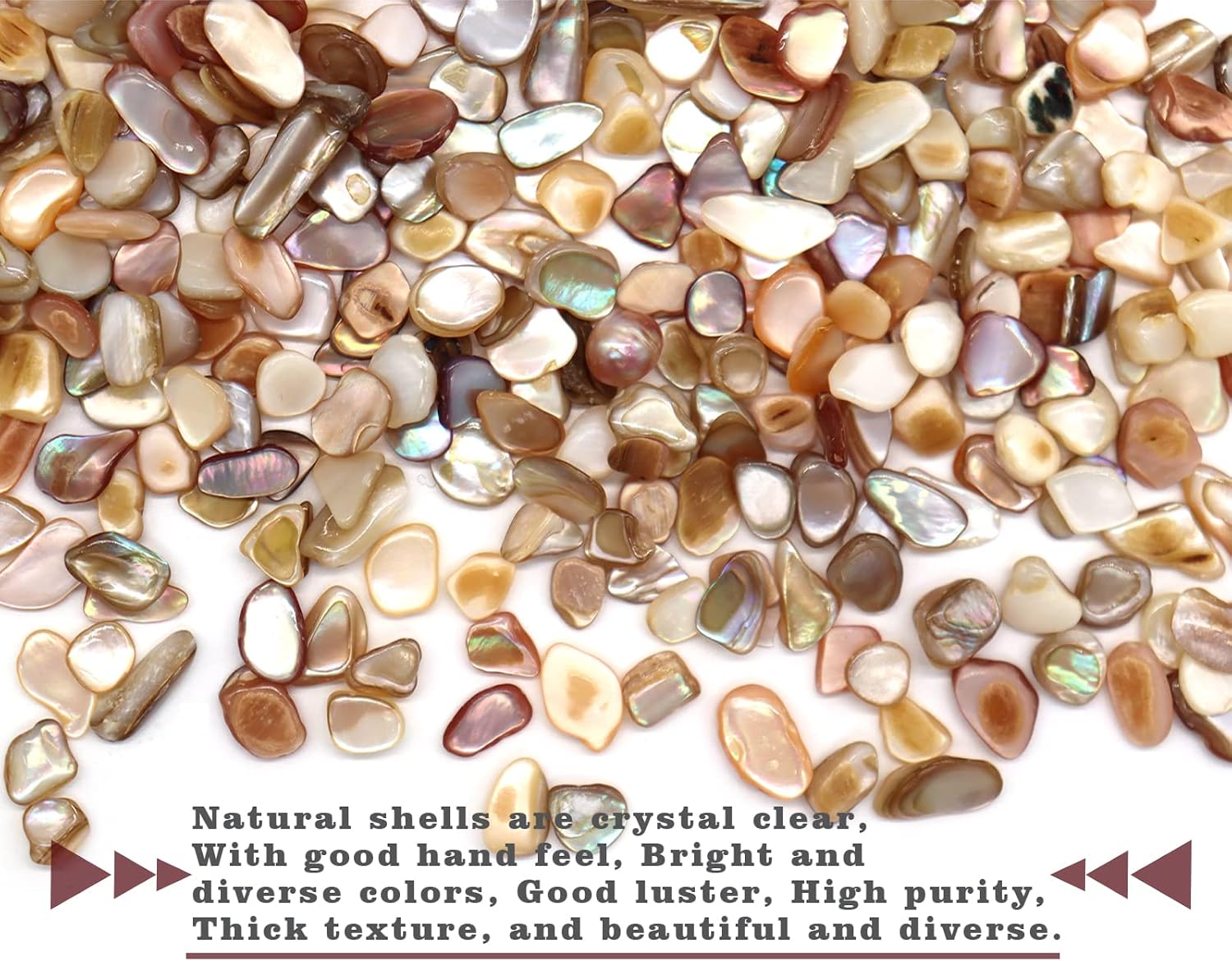 MOP Small Mini Natural Crushed Mother of Pearl Shells Colorful | Seashell Fragments for Crafts, Vase Filler and Wedding Decor, 32 oz (2 lb)