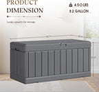 YESHOMY Storage Chest, Entryway Resin Shoe Bench, Toy Box with Hydraulic Bracket Flip Lid, Side Holder, Supports 450 lbs for Bedroom, Living Room, Lockable, Gray