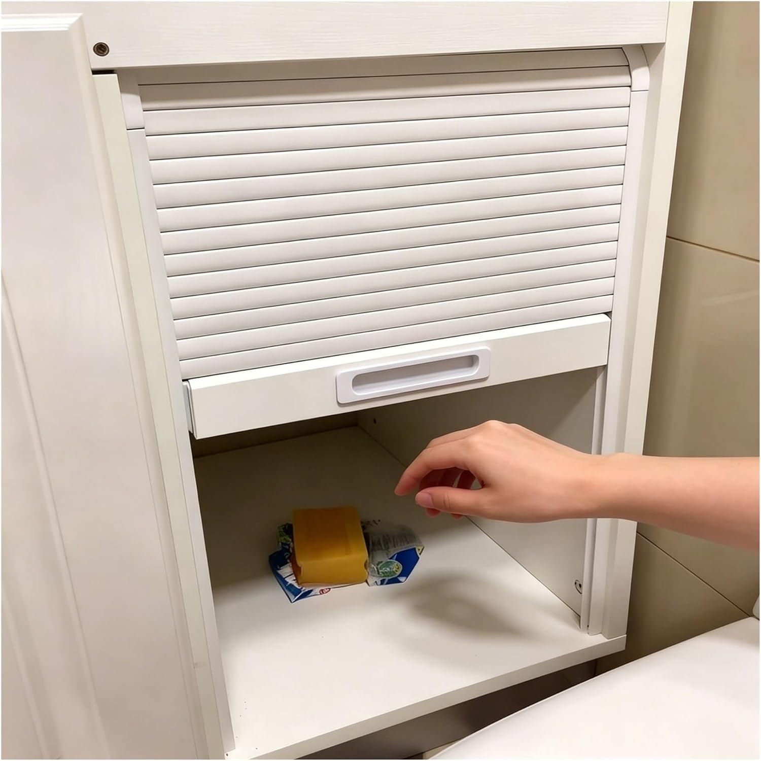 Tambour Sliding Door Cabinet Kitchen Cabinet Doors Retractable Flexible Pull-Down with Track ABS Plastic Material for Spice Sauce Pet Supplies(90x115 cm)