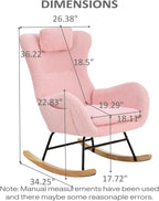 MYFUNSHOP Rocking Chair, Modern Upholstered Teddy Fabric Nursery Glider with Padded Seat, High Backrest, Armchair for Living Room Bedroom