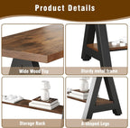 43" Farmhouse Wood Bench Industrial Entryway Bench Rustic Wood and Metal Shoe Storage Bench for Entryway, Living Room, Dining Room