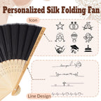 HJX Personalized Wedding Fans for Guests Custom Engraved Bulk Silk Folding Fans Favors for Party