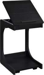 Coaster Home Furnishings - Ralston - Wood - C-Shaped Lift-Top Side Table with Sculpted Frame, Lower Open Shelf, and Black Casters - Living Room - 25.5-Inch - Black Finish - 930290