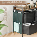 Laundry Sorter with 4 Sections, Laundry Hamper with Wheels, Laundry Basket with Small Side Pockets and Pull-Out Removable Liners,for Laundry Room Bedroom Bathroom (150L)