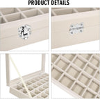 Vicoter Velvet Jewelry Tray 48 Compartments Jewelry Display Organizer with Transparent Cover Rings, Earrings, Necklaces, Pendants Storage Box for Girls, Wives, Mothers, Women