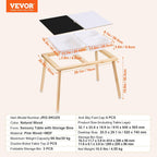 VEVOR Sensory Table for Toddlers, Kids Activity with 3 Foldable Storage Bins & Double-Sided Board, Indoor/Outdoor Play Sand and Water Table, Wooden Kids Sensory for Drawing Studying