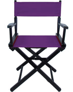 TLT Personalized Imprinted Commercial 18 Inch Table Height Black Frame Director's Chair - Purple