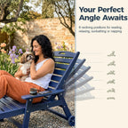 78" HDPE Chaise Lounge Chairs Set of 2, 6-Position Adjustable Poolside Recliner with Foldable Side Tray, Built-in Wheels, All Weather Waterproof Outdoor Patio Lounge Chair for Pool Deck Backyard, Navy