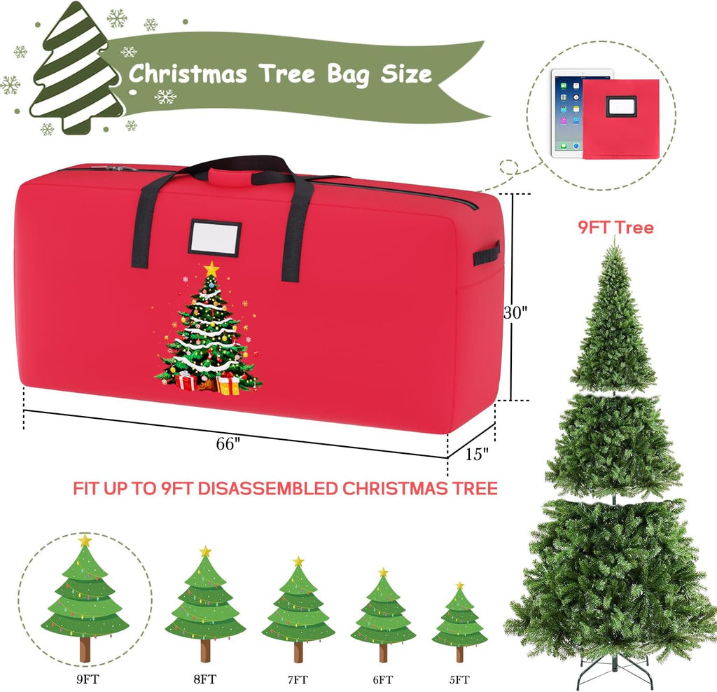 Large Christmas Tree Bag Heavy Duty Christmas Tree Storage Bag 9ft Tree 600D Oxford Material Christmas Tree Ornament Storage Bag Huge Xmas Tree Storage Container for Artificial Tree