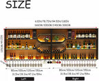 78.7in Large Wall Mounted Wine Rack with LED Light,4-Tiers Liquor Bottles Floating Shelves Display Storage Organizer for Home Bar & Dining Room Decorative (78.7" W x 9.8" D x49.2 H)