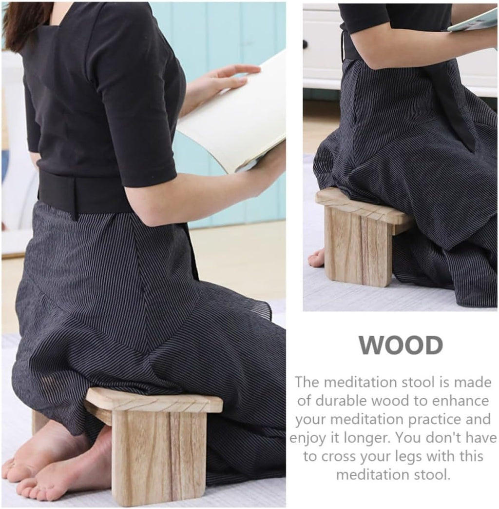 UKCOCO Wood Stool for Meditation with Ergonomic Design, Enhance Meditation Practice, Save Storage Space, Sturdy Wooden Material, for Home and Beach Use
