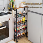 AZERPIAN Slim Rolling Cart 5 Tier Narrow Storage Cart on Wheels with MDF Board Top and Metal Handle for Small Space Kitchen Living Room Home Office Pantry Bathroom Laundry (16.38 x 5.12 x 39.17 inch)