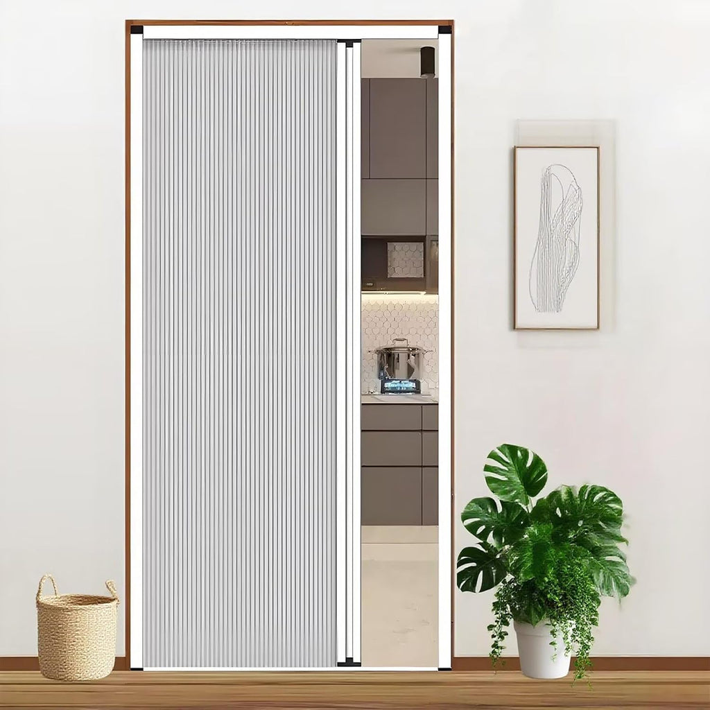40x57 Retractable Aluminum Sliding Door – Soundproof, Waterproof Low Track Interior Folding Doors for Closet, Room Divider, Living Room, Bedroom, Kitchen, Office White (WxH) 47x76in/119.4x193cm