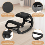 Ergonomic Kneeling Chair - Adjustable Seat, Smooth Rocking Base for Active Posture, Relieves Back & Spine Pressure for Office &Home Sturdy Kneeling Desk Chair Holds 300 lbs, Durable & Stable