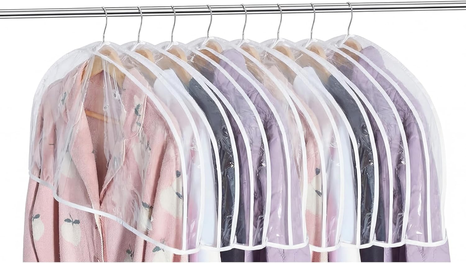 Patelai 8 Pcs 2" Gusseted Shoulder Covers for Hanging Clothes 24" x 12" Plastic Garment Dust Covers Protectors for Closet Storage Suit, Coats, Jackets, Dress Closet Storage (Transparent)