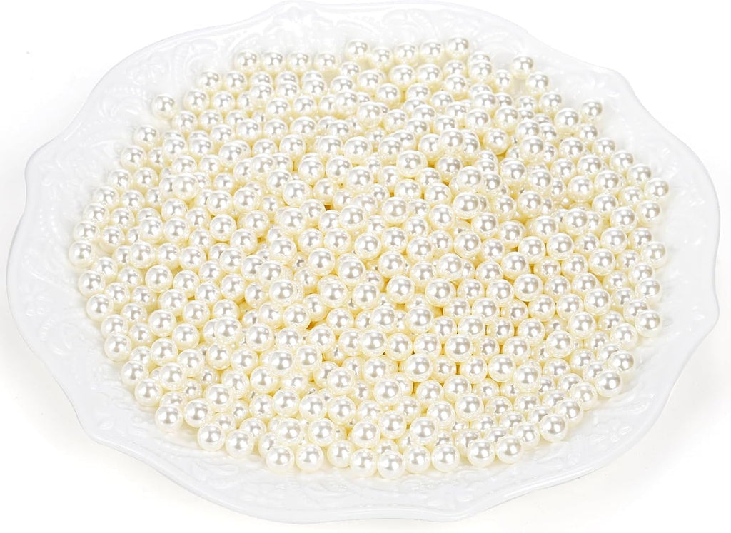 Okllen 2000 Pcs Art Faux Pearls, 8mm Undrilled Pearls, Ivory Polished Beads Loose Pearls for Crafts, Jewelry Making, Vase Fillers, Table Scatter, Wedding, Home Decoration, No Hole