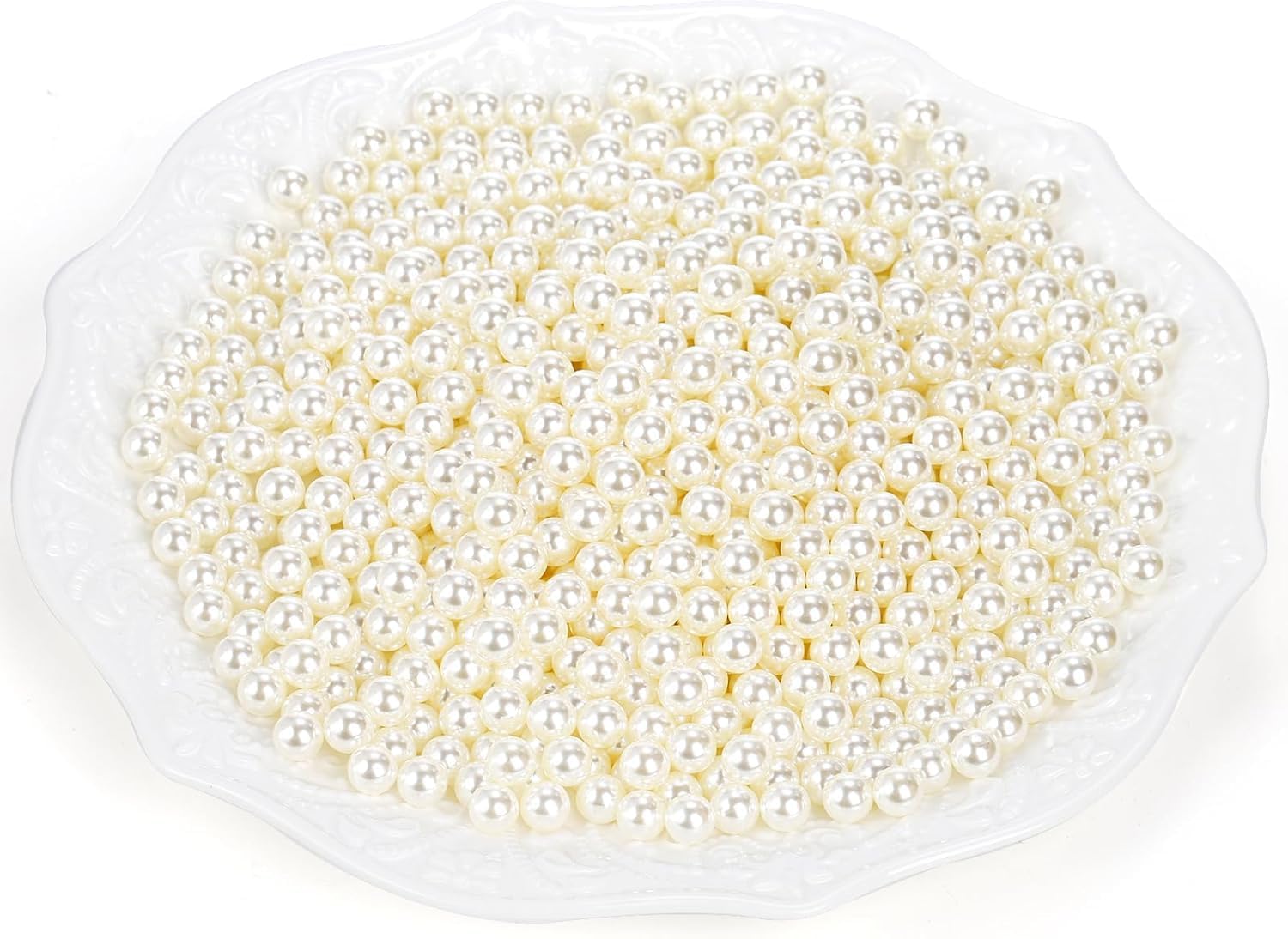 Okllen 2000 Pcs Art Faux Pearls, 8mm Undrilled Pearls, Ivory Polished Beads Loose Pearls for Crafts, Jewelry Making, Vase Fillers, Table Scatter, Wedding, Home Decoration, No Hole