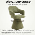 Hyfirm 360° Swivel Dining Chair with Arms Set of 2, Chenille Upholstered Barrel Accent Kitchen Chairs with Hollow High Back, Deskchair for Dining Room Bedroom Vanity, Moss Green