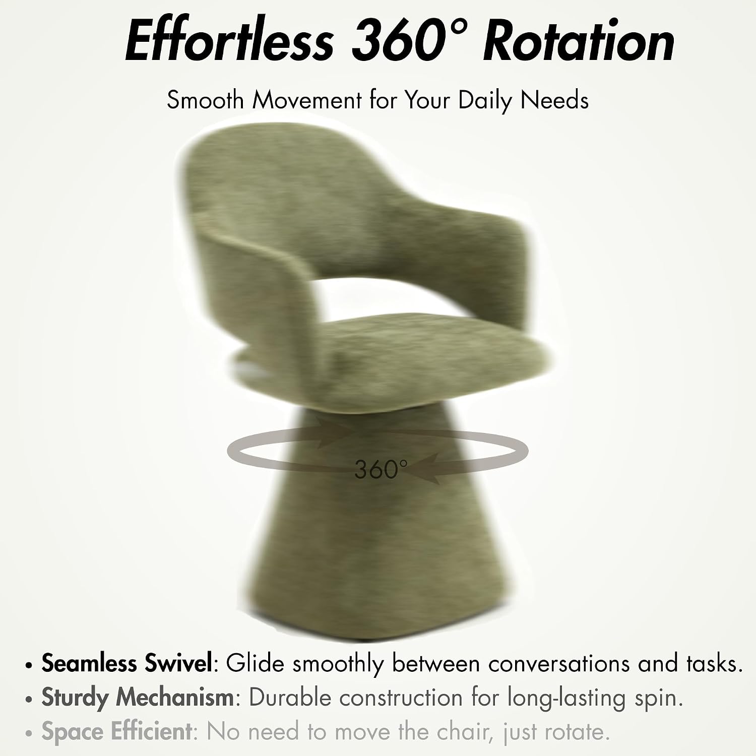 Hyfirm 360° Swivel Dining Chair with Arms Set of 2, Chenille Upholstered Barrel Accent Kitchen Chairs with Hollow High Back, Deskchair for Dining Room Bedroom Vanity, Moss Green